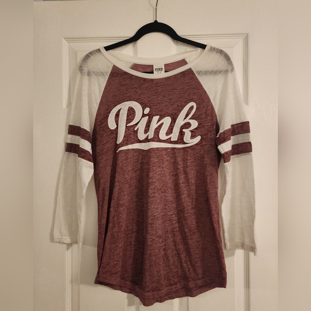 Victoria's Secret PINK Burnout Baseball Tee NWOT M